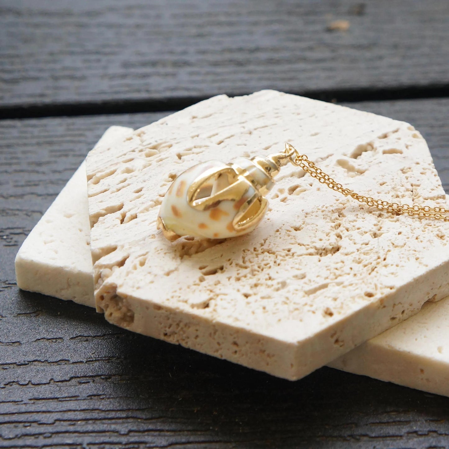 Gold Conch Shell Necklace, Beach Summer Jewelry