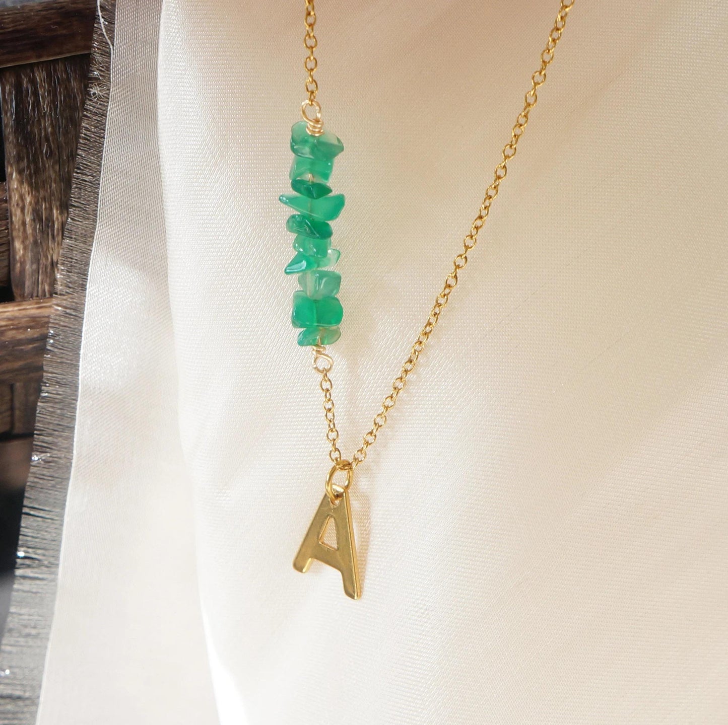 Natural Gemstone Asymmetrical Necklace Garnet Personalized Initial Necklace Gift for Her Birthstone Necklace Friends Crystal Necklace