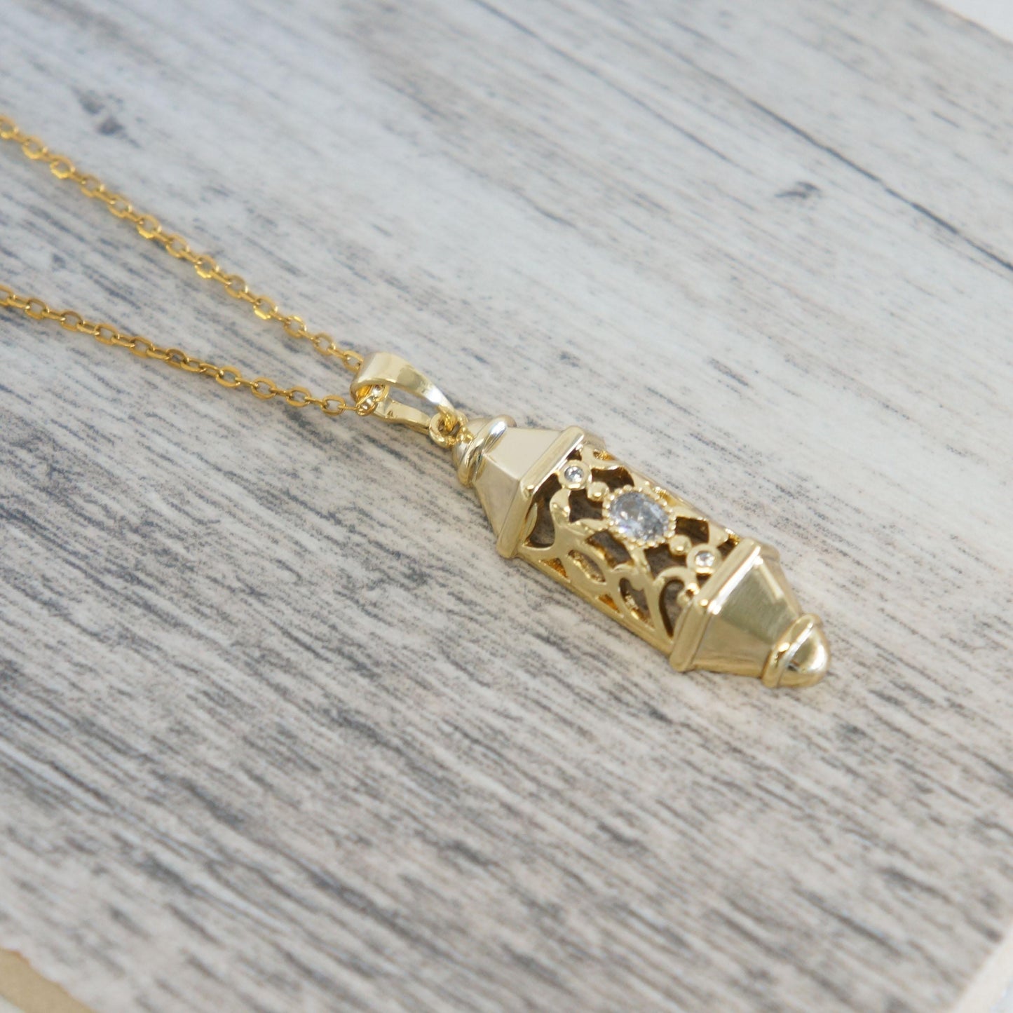 Gold Lantern Charm Pendant, Gold Charm Necklace, Simple Gold Necklace, Minimalist Jewelry, Layering Necklace, Gift For Her