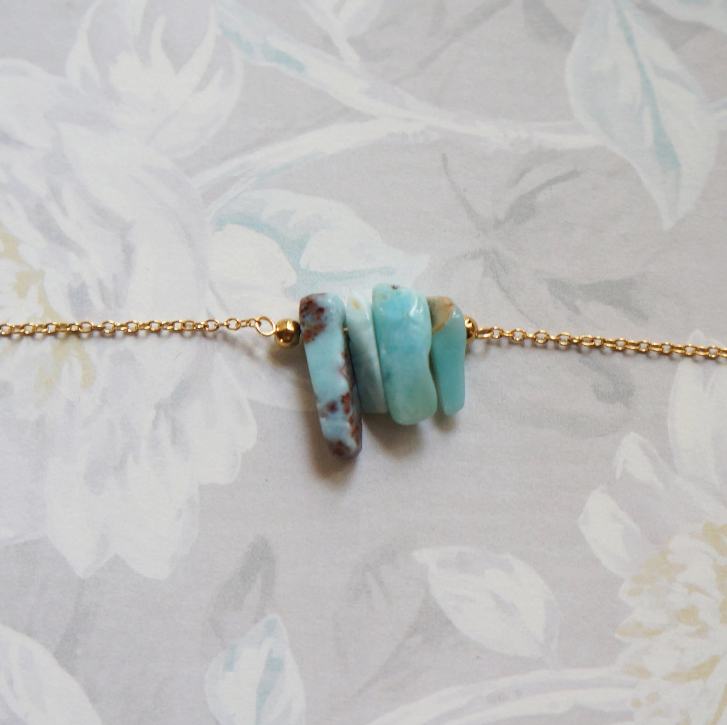Raw Crystal Necklace Natural Larimar Necklace Rough Slice Stone Layering Necklace Larimar Stone Pendant Spiritual Energy Necklace Gift