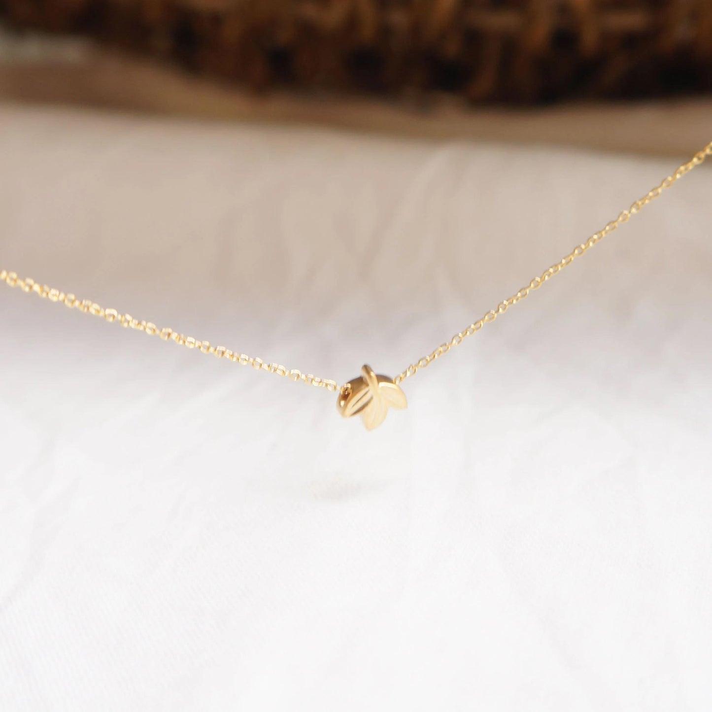 Petite Leaves Necklace Tiny Jewelry for Her Minimalist Layering Necklace Matte Finish Bridesmaids Jewelry Gift Girls Cute Leaf Necklace