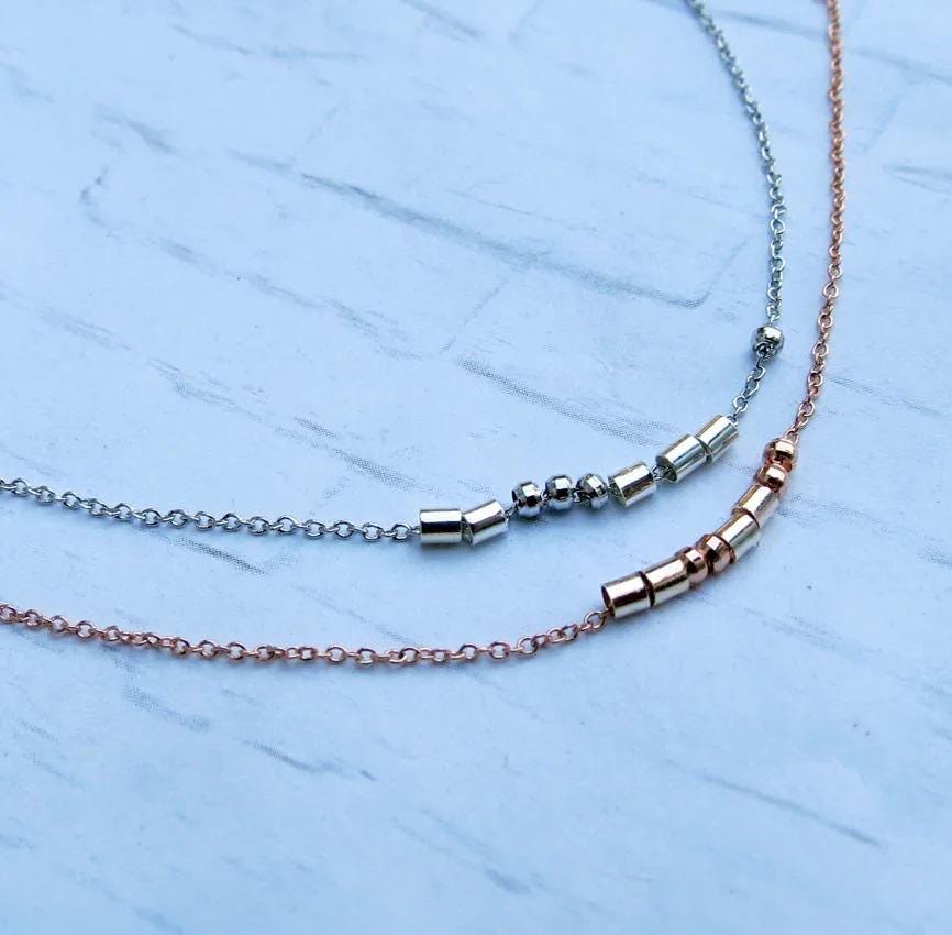 Morse Code Dainty Necklace CUSTOM Personalized Necklace Bridesmaids Gift Gold Necklace Bridal Shower Wedding Mother of the Bride Secret Word
