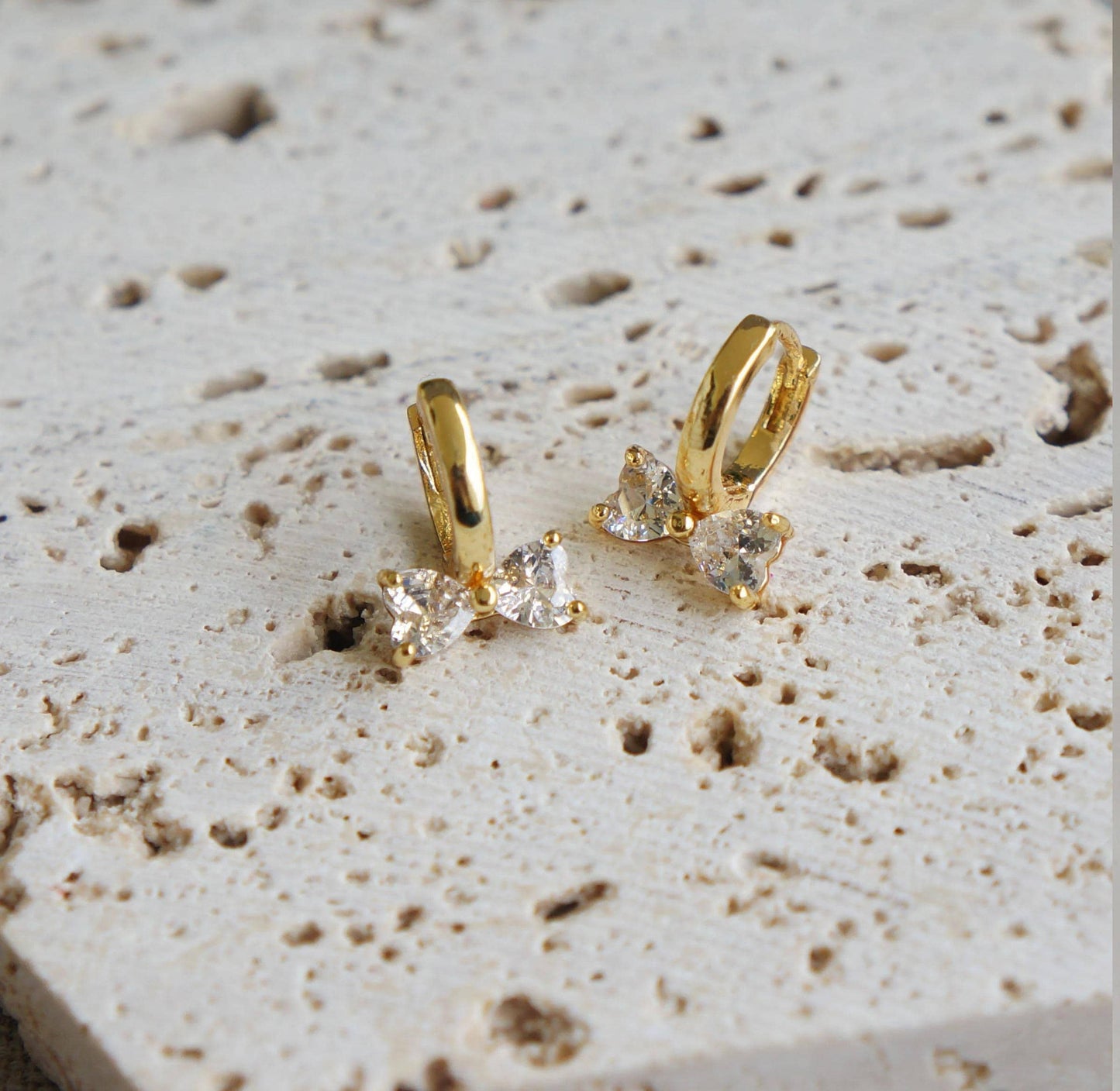 Small Gold Bow CZ Earrings, Tiny Hoops, Cute Huggie Style, Bow Ear Huggies, Dainty Earrings Gift