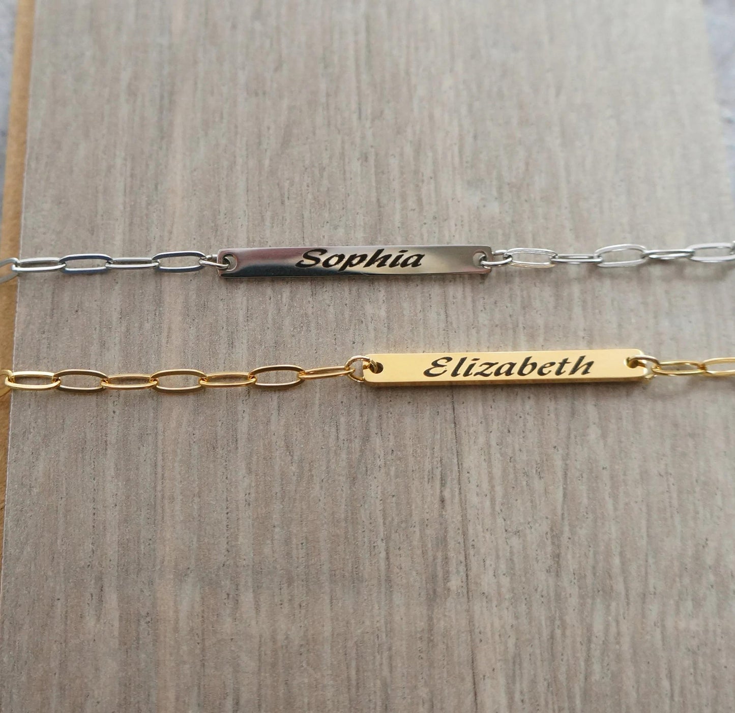 Personalized Children Names Necklace Mother Necklace with Family Names Gold Paper Clip Chain Multiple Engraved Bars Necklace Gift for Women
