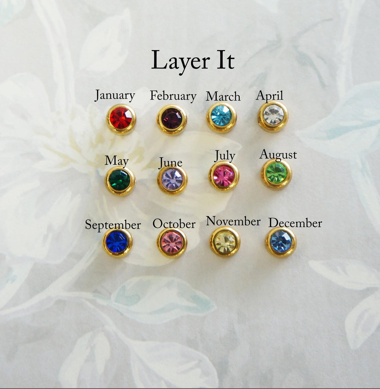 Round Charm Gold Crystal Birthstone Necklace, Dainty Gift for Mother, Birthday Jewelry, Dainty Mom Birthday Gift, Delicate Jewelry, Simple