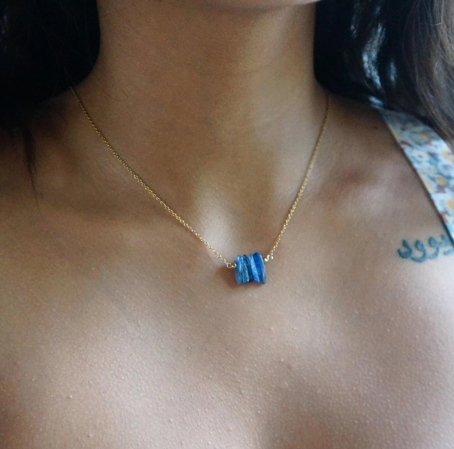 Natural Blue Kyanite Necklace Raw Crystal Necklace Kyanite Stone Pendant