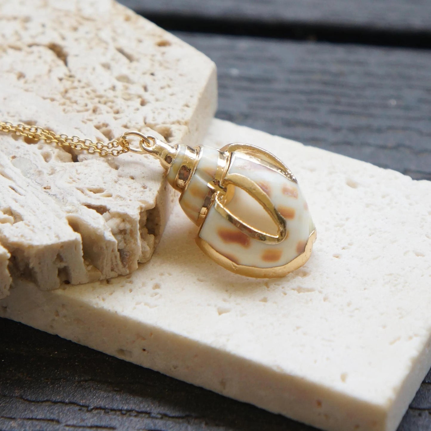 Gold Conch Shell Necklace, Beach Summer Jewelry