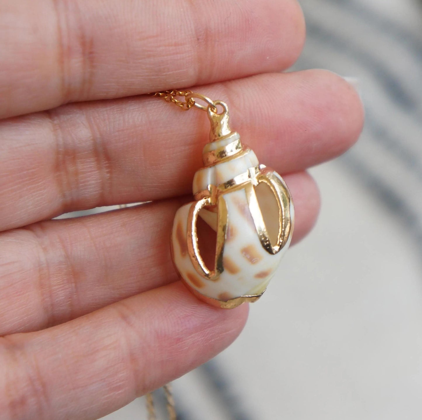Gold Conch Shell Necklace, Beach Summer Jewelry
