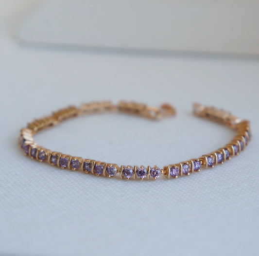 Lilac CZ Bracelet in Rose Gold