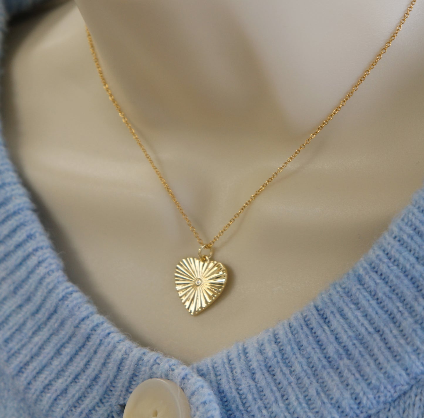 Gold Heart Necklace with Tiny CZ