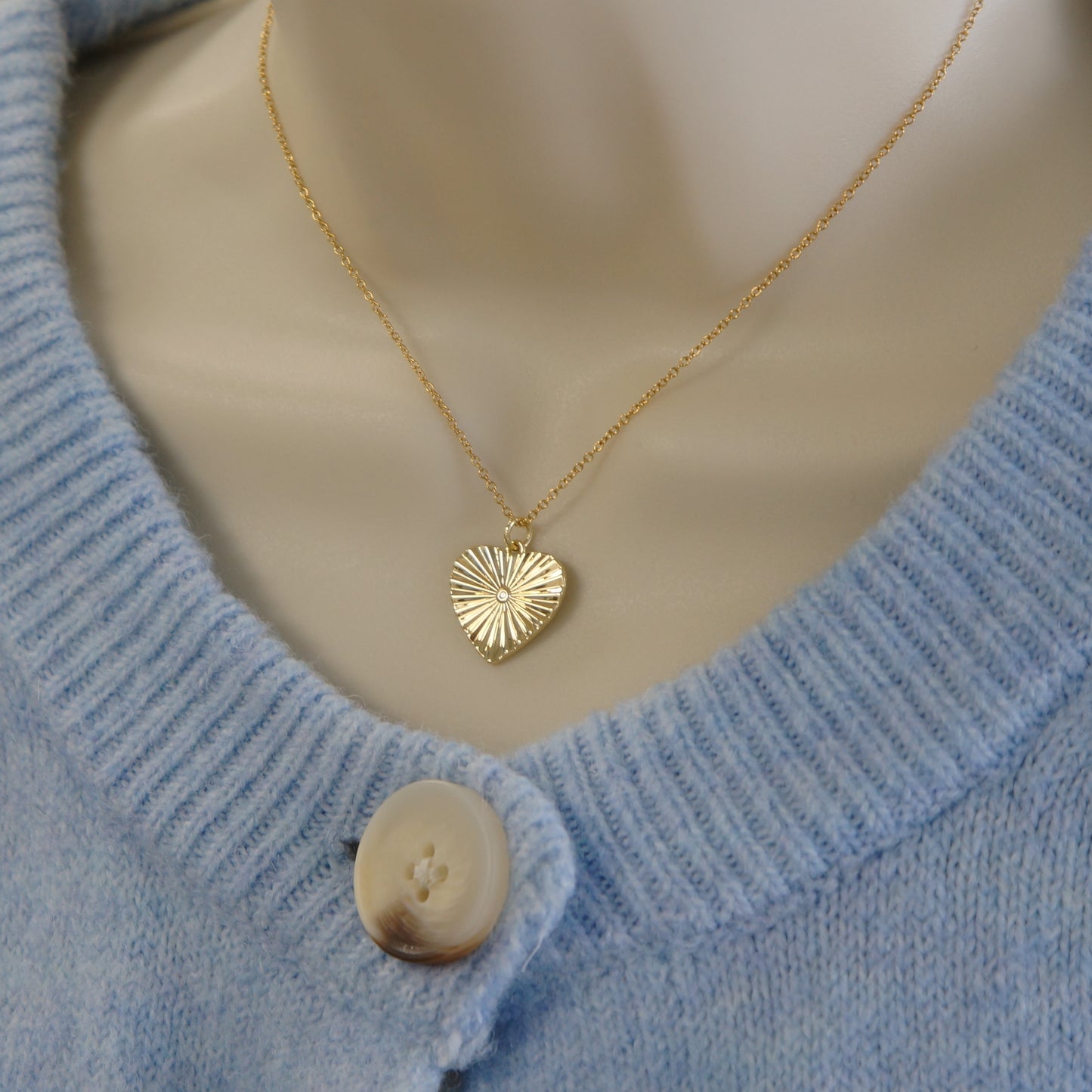 Gold Heart Necklace with Tiny CZ