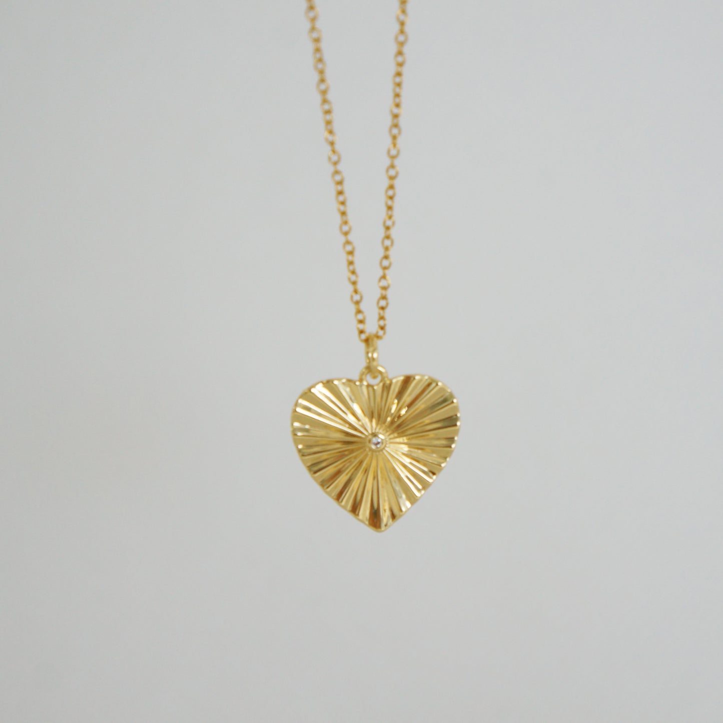 Gold Heart Necklace with Tiny CZ