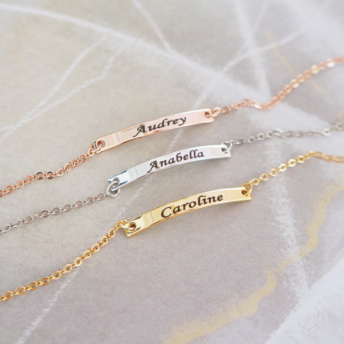 Personalized Delicate Bar Bracelet/ Engraved Bracelet with Names Dates/ Custom Made Gift for Women