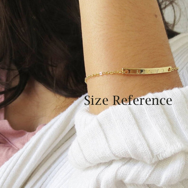 Personalized Delicate Bar Bracelet/ Engraved Bracelet with Names Dates/ Custom Made Gift for Women