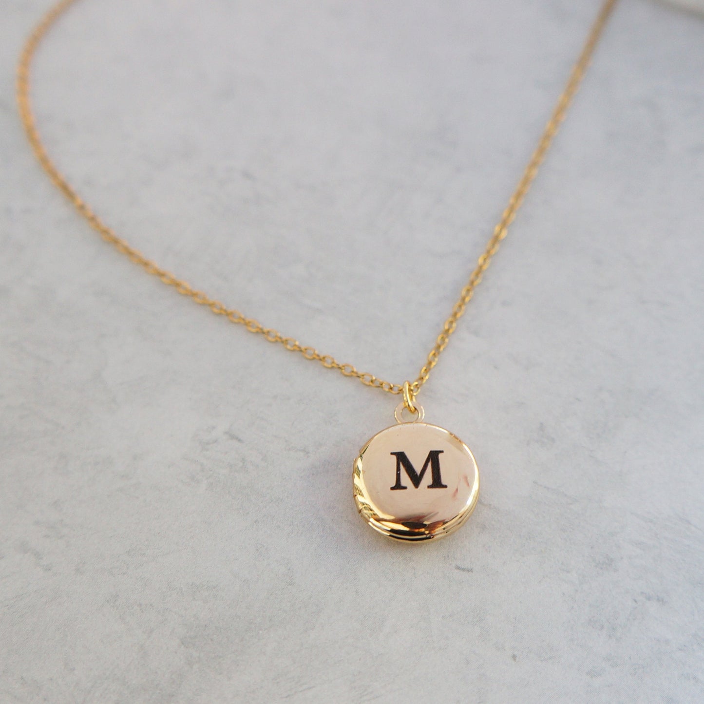 Tiny Initial Locket/ Engraved Gold Locket/ Personalized Dainty Round Locket/ Sentimental Gift for Women