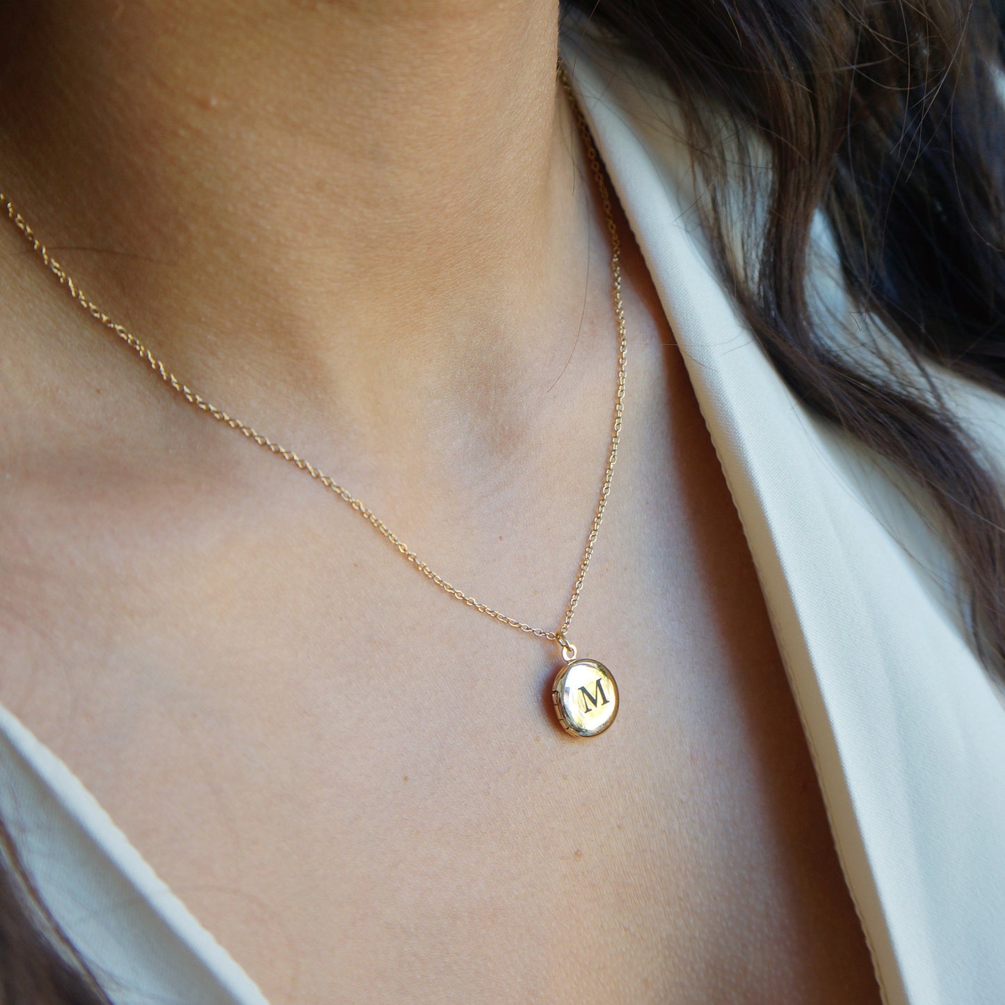 Tiny Initial Locket/ Engraved Gold Locket/ Personalized Dainty Round Locket/ Sentimental Gift for Women