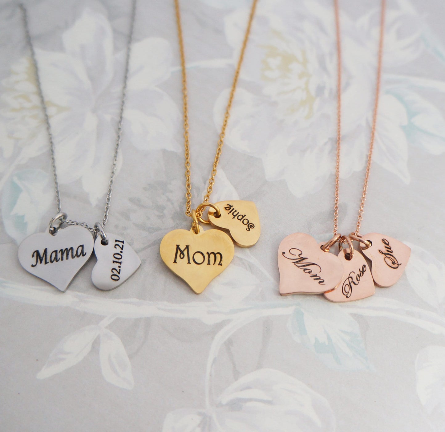 Hearts Name Necklace for Mother