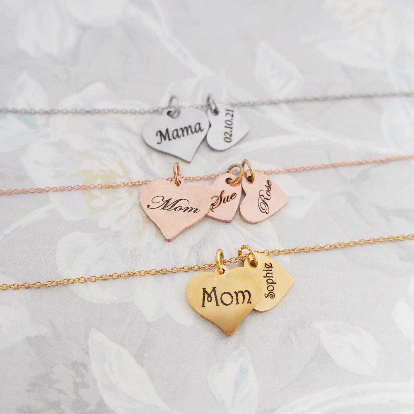 Hearts Name Necklace for Mother