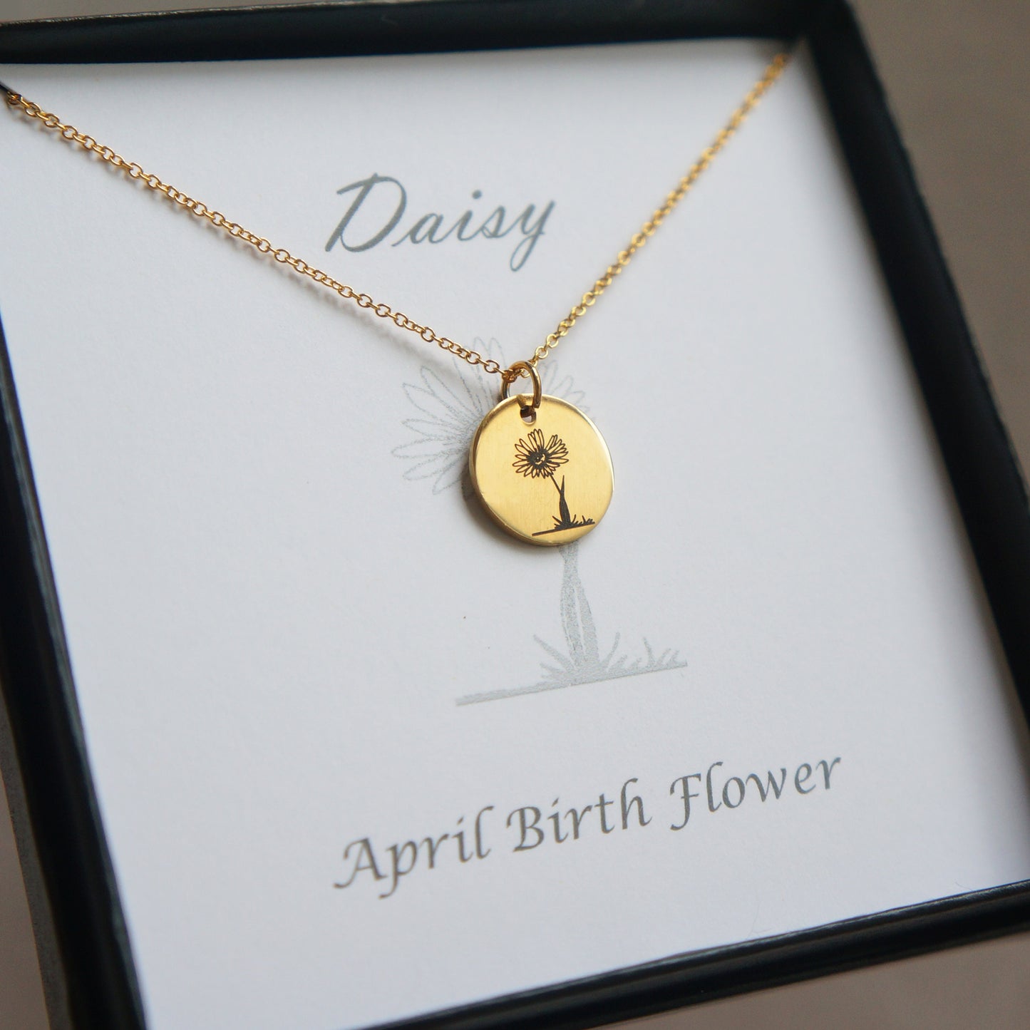 Engraved Birth Flower Necklace for Her