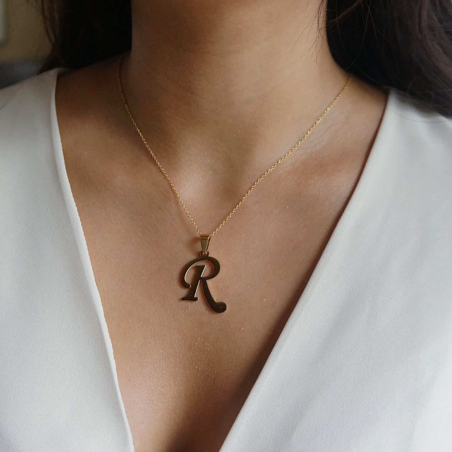 Gold Letter Necklace/ Large Initial Necklace/ Engraved Name/ Personalized Gift for Her/ Bridesmaids Necklaces