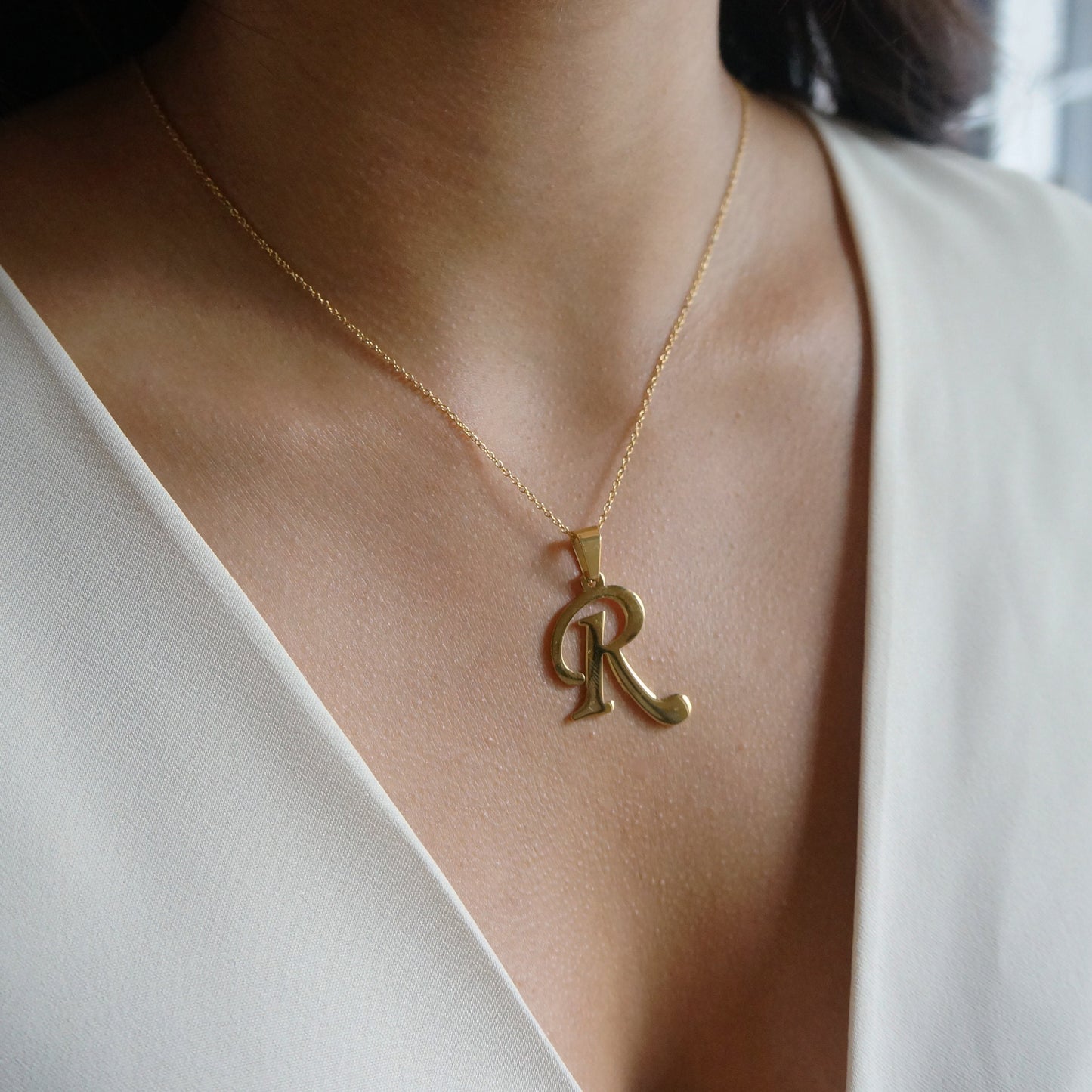 Gold Letter Necklace/ Large Initial Necklace/ Engraved Name/ Personalized Gift for Her/ Bridesmaids Necklaces