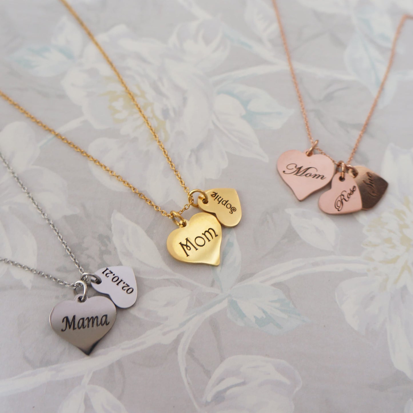 Hearts Name Necklace for Mother