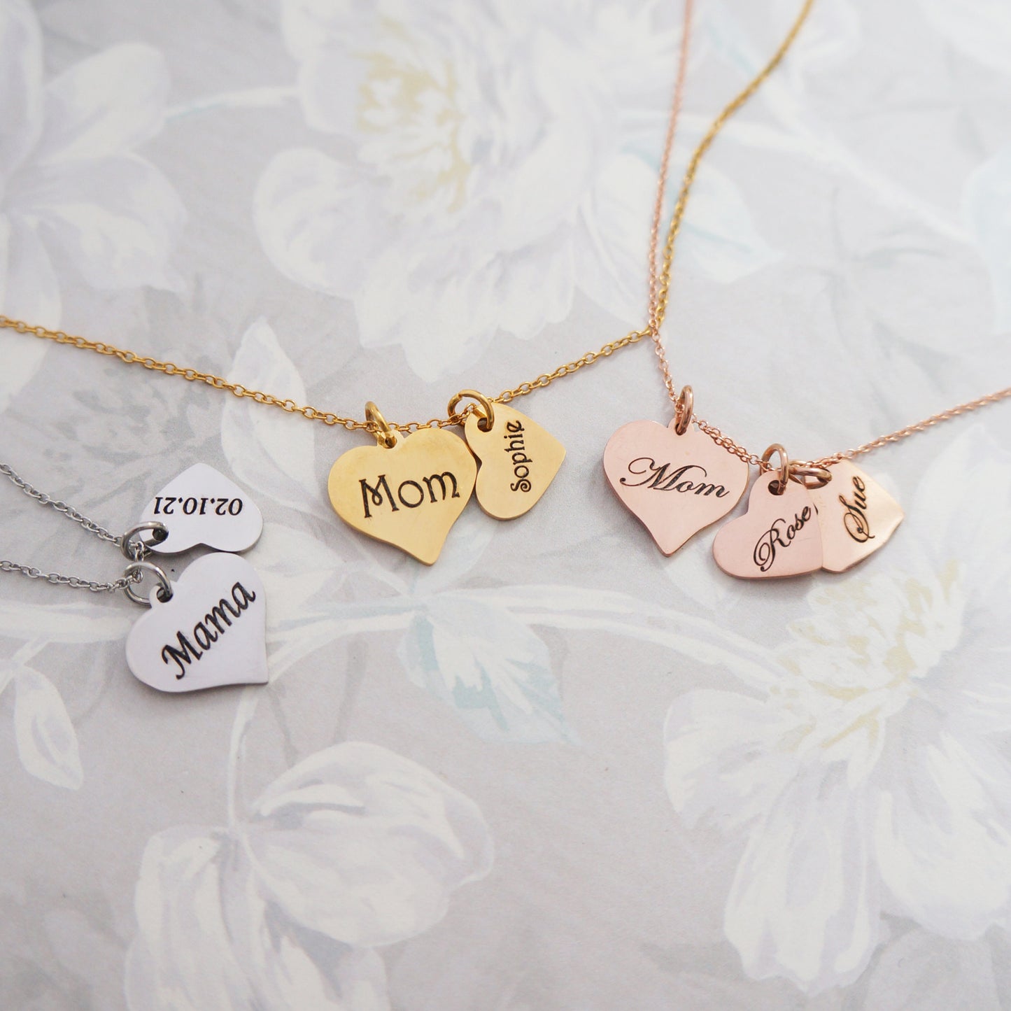 Hearts Name Necklace for Mother