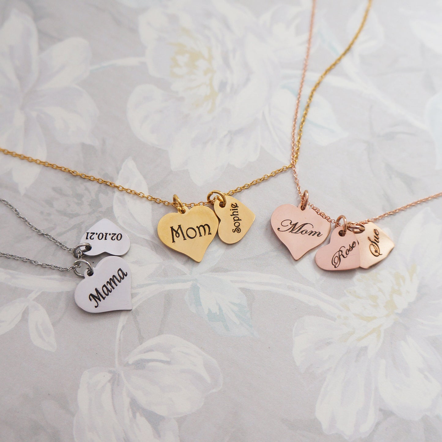 Hearts Name Necklace for Mother