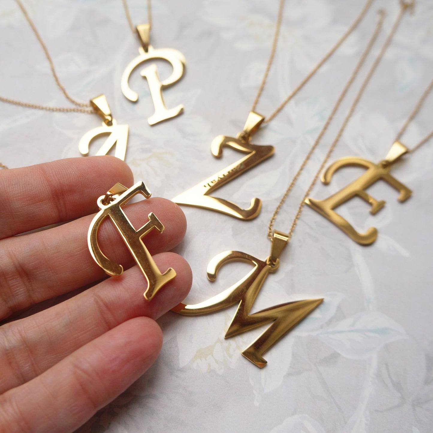 Gold Letter Necklace/ Large Initial Necklace/ Engraved Name/ Personalized Gift for Her/ Bridesmaids Necklaces