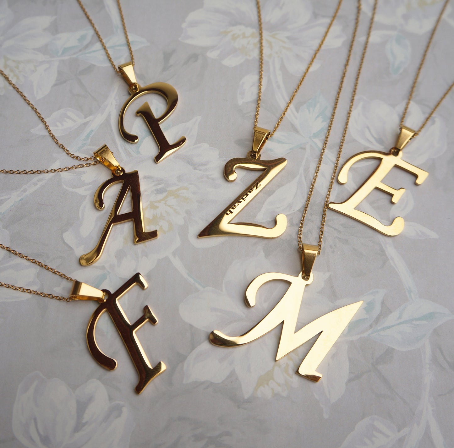 Gold Letter Necklace/ Large Initial Necklace/ Engraved Name/ Personalized Gift for Her/ Bridesmaids Necklaces