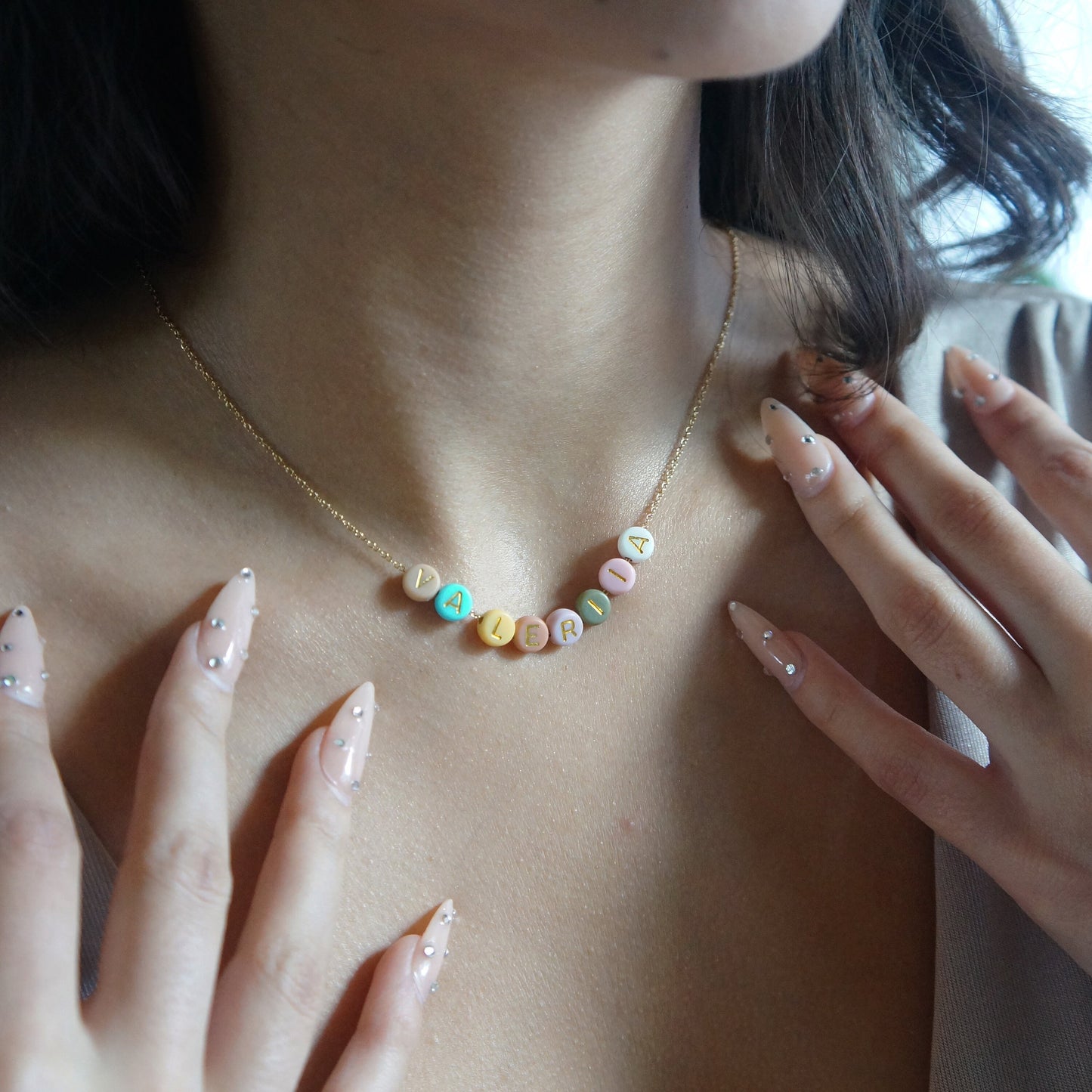 Beaded Colorful Letter Name Necklace