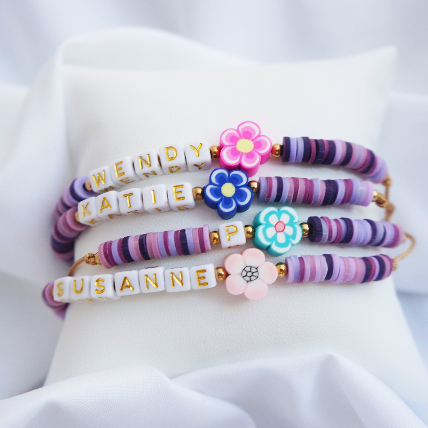 Children Names Bracelet Pink Floral Girls Names