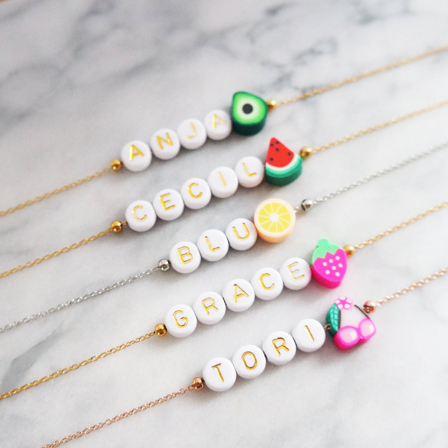 Fruity Beaded Name Necklace