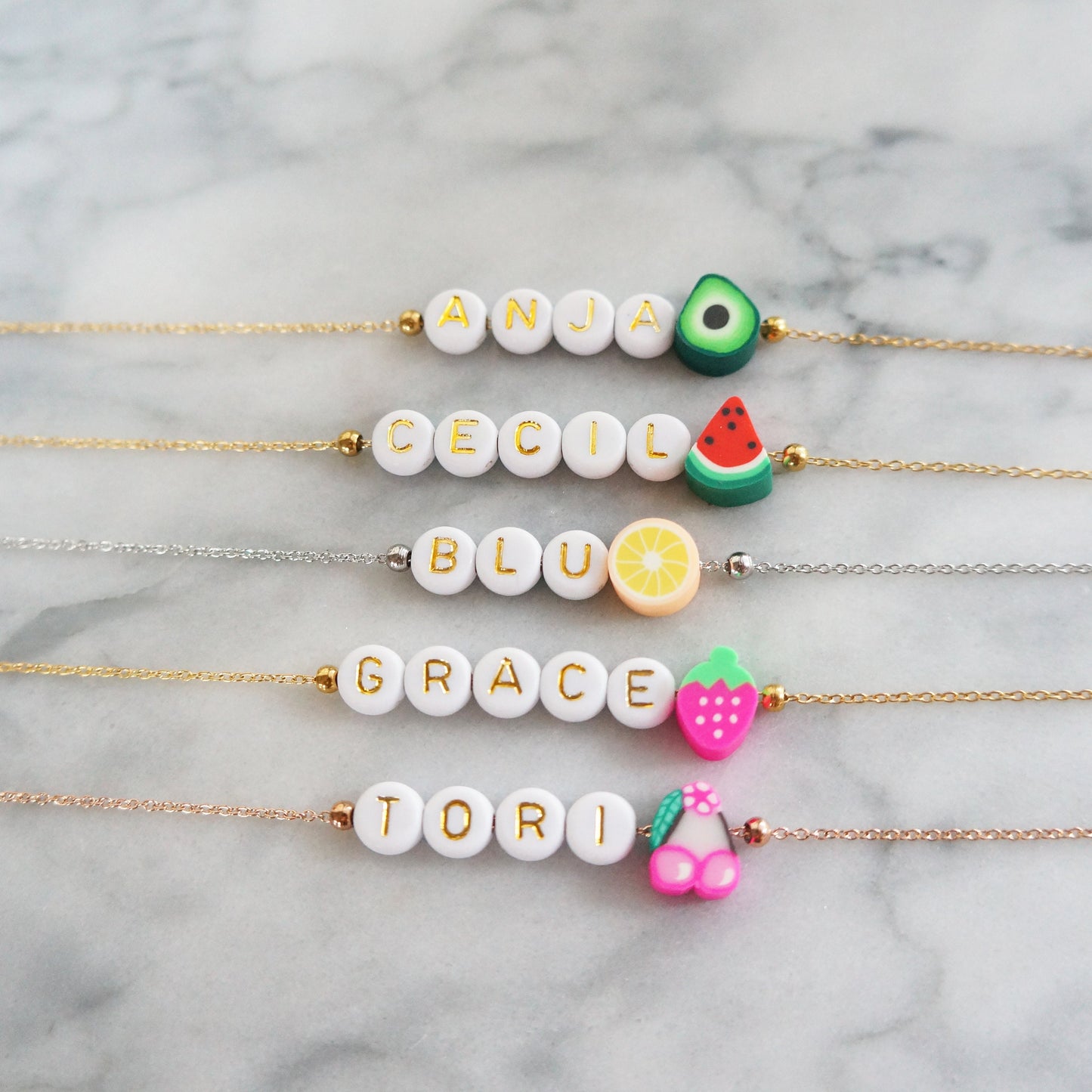 Fruity Beaded Name Necklace