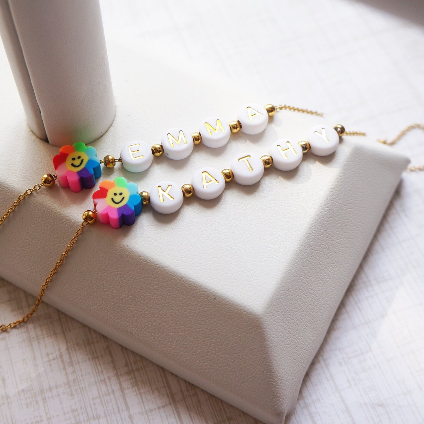 Smiley Name Beaded Chain Necklace Colorful Name Necklace Gift for Girls Birthday Party Summer Necklace Friendship Necklace