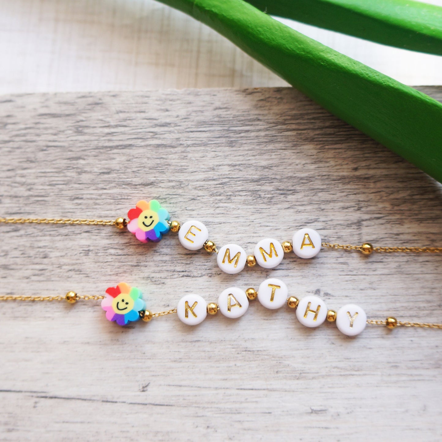 Smiley Name Beaded Chain Necklace Colorful Name Necklace Gift for Girls Birthday Party Summer Necklace Friendship Necklace