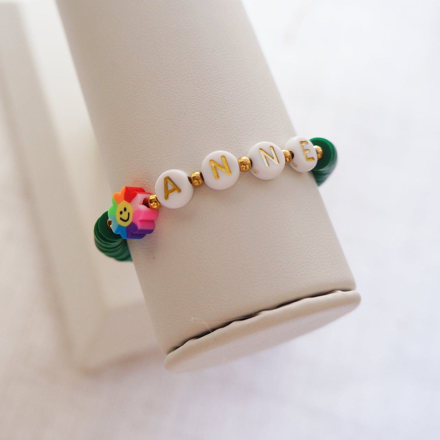 Name Beaded Fun Happy Bracelet for Best Friends Gifts Girl Personalized Flower Bracelet Fimo Adjustable Bracelet Many Colors to Choose B20