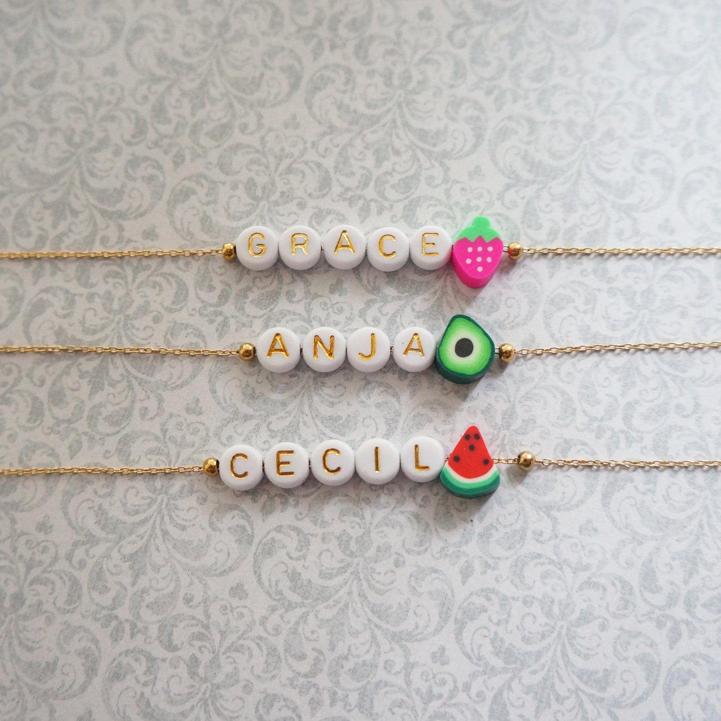 Fruity Beaded Name Necklace Personalized Summer Necklace Colorful Fruit Necklace Gift for Girls Fun Women Necklace Dainty Chain