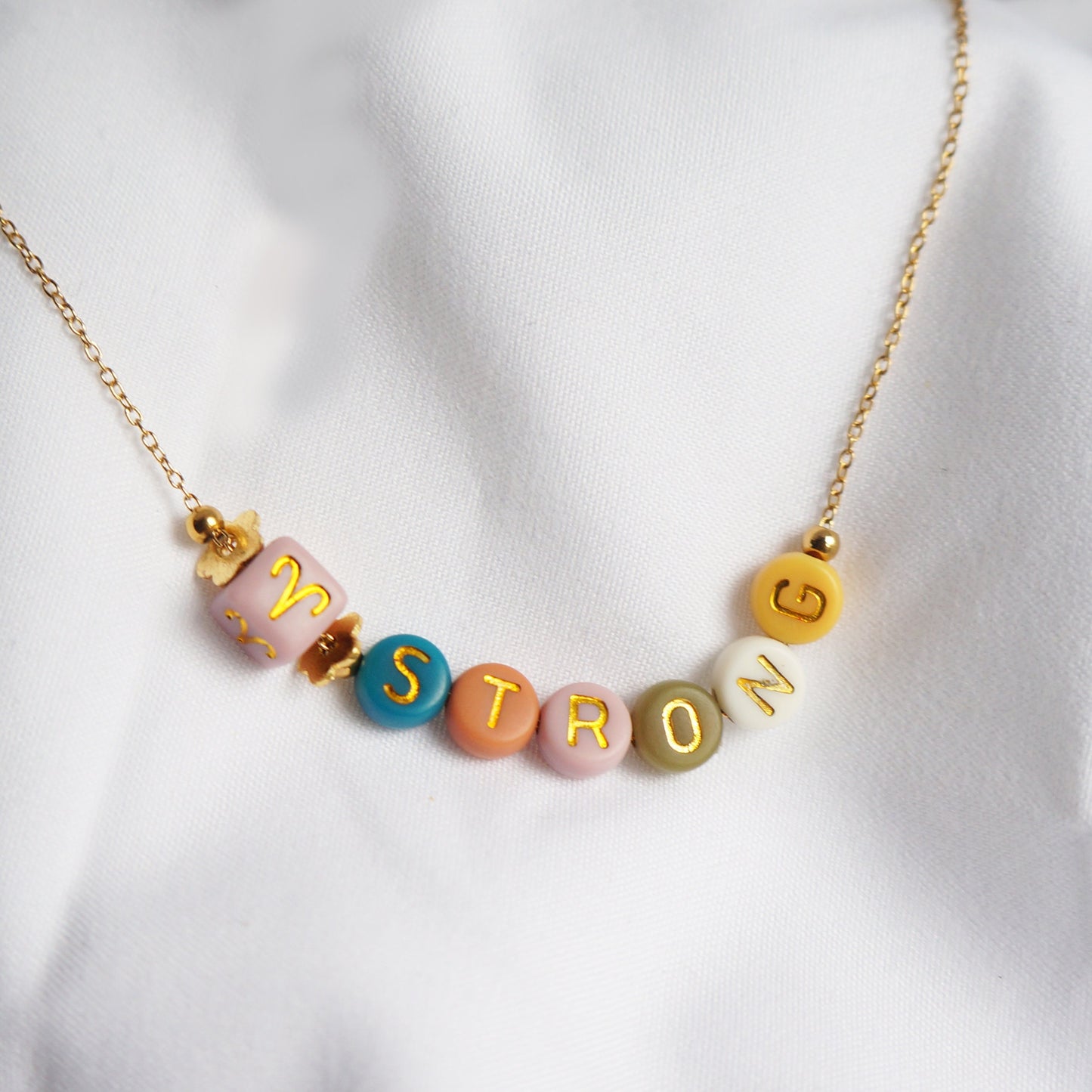 Personalized Zodiac Name Gold Beaded Necklace Gift for Best Friend Custom Made Gift for Women Dainty Gold Personalized Necklace