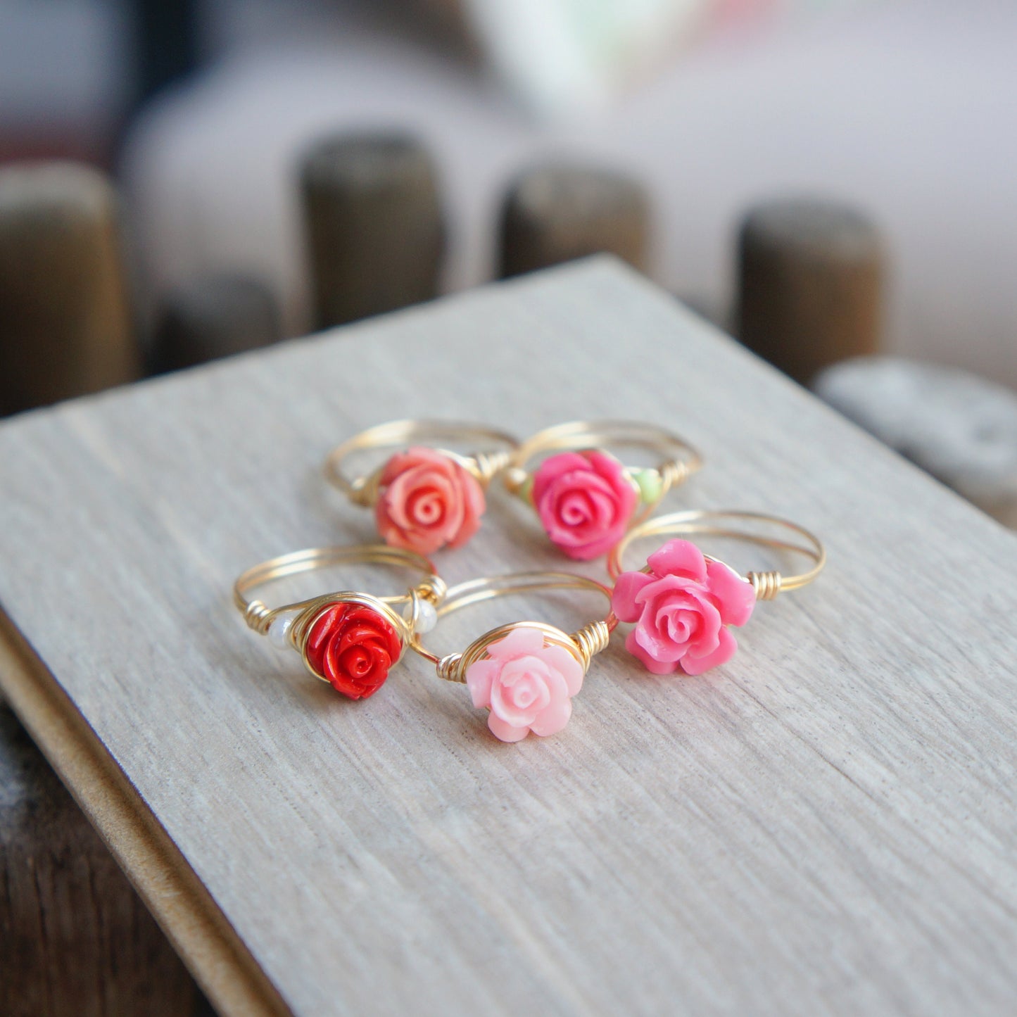 Little Rose Ring Wire Wrapped Flower Rings Dainty Rings Gift for Bridesmaids Fairy Tale Ring Romantic Vintage Style Rose Ring