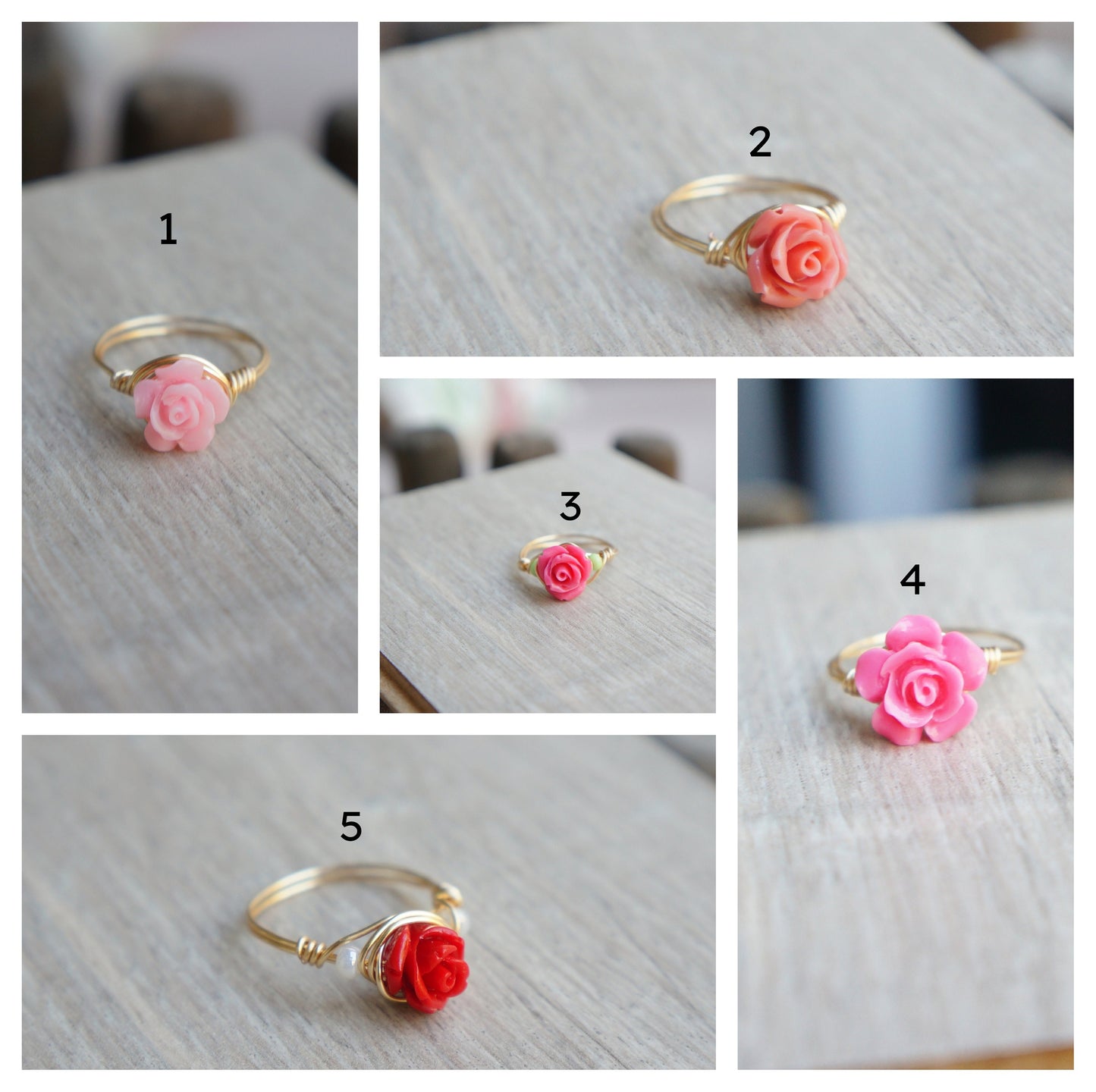 Little Rose Ring Wire Wrapped Flower Rings Dainty Rings Gift for Bridesmaids Fairy Tale Ring Romantic Vintage Style Rose Ring