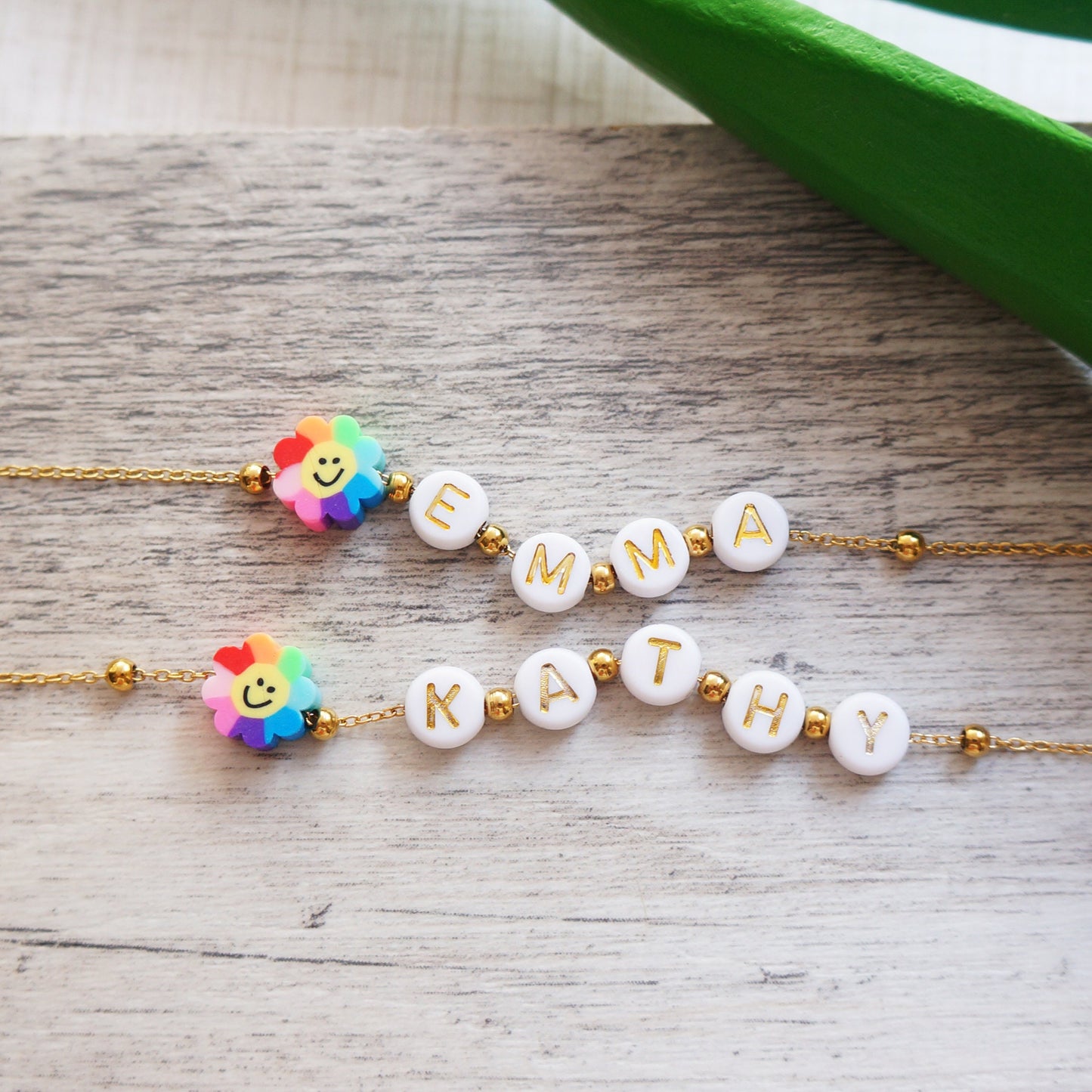 Smiley Name Beaded Chain Necklace Colorful Name Necklace Gift for Girls Birthday Party Summer Necklace Friendship Necklace