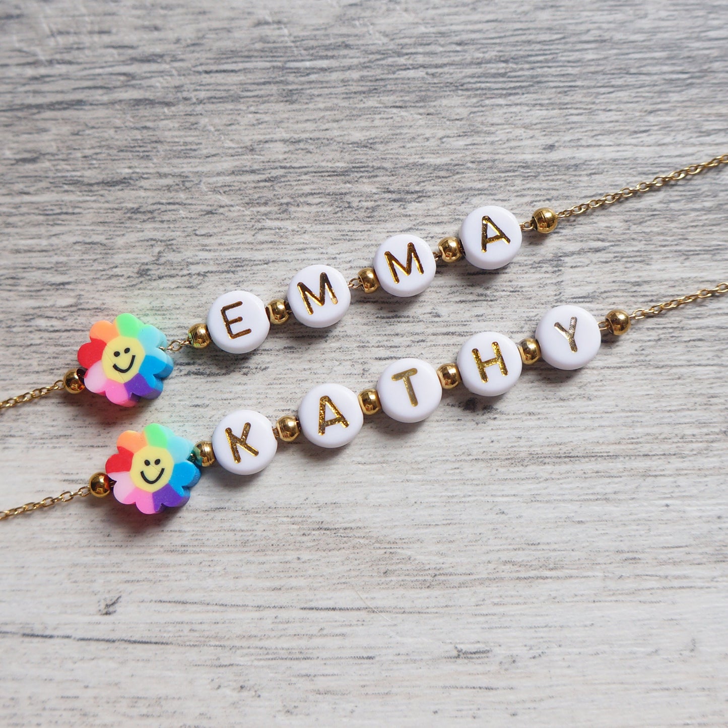 Smiley Name Beaded Chain Necklace Colorful Name Necklace Gift for Girls Birthday Party Summer Necklace Friendship Necklace