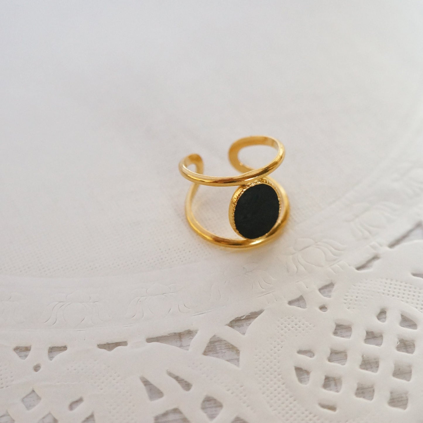 Black Oval Signet Style Ring