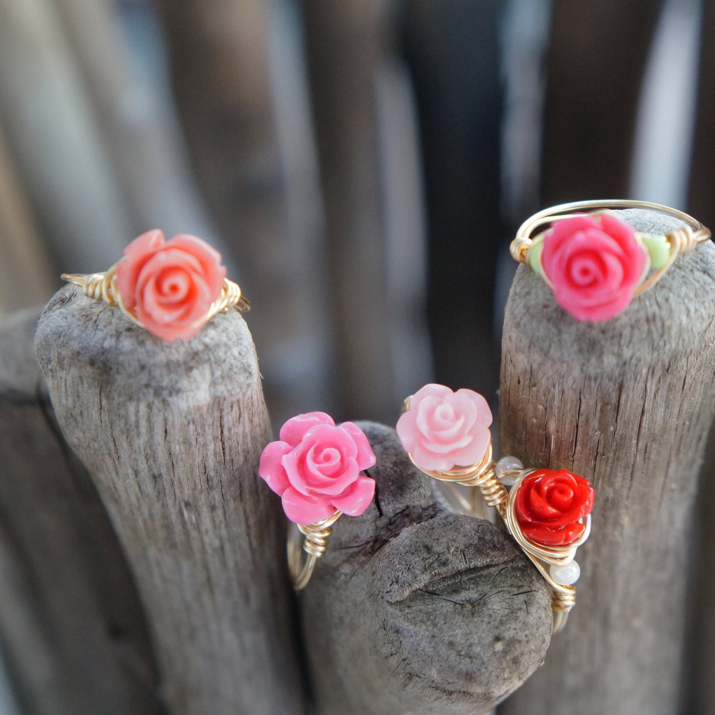 Little Rose Ring Wire Wrapped Flower Rings Dainty Rings Gift for Bridesmaids Fairy Tale Ring Romantic Vintage Style Rose Ring