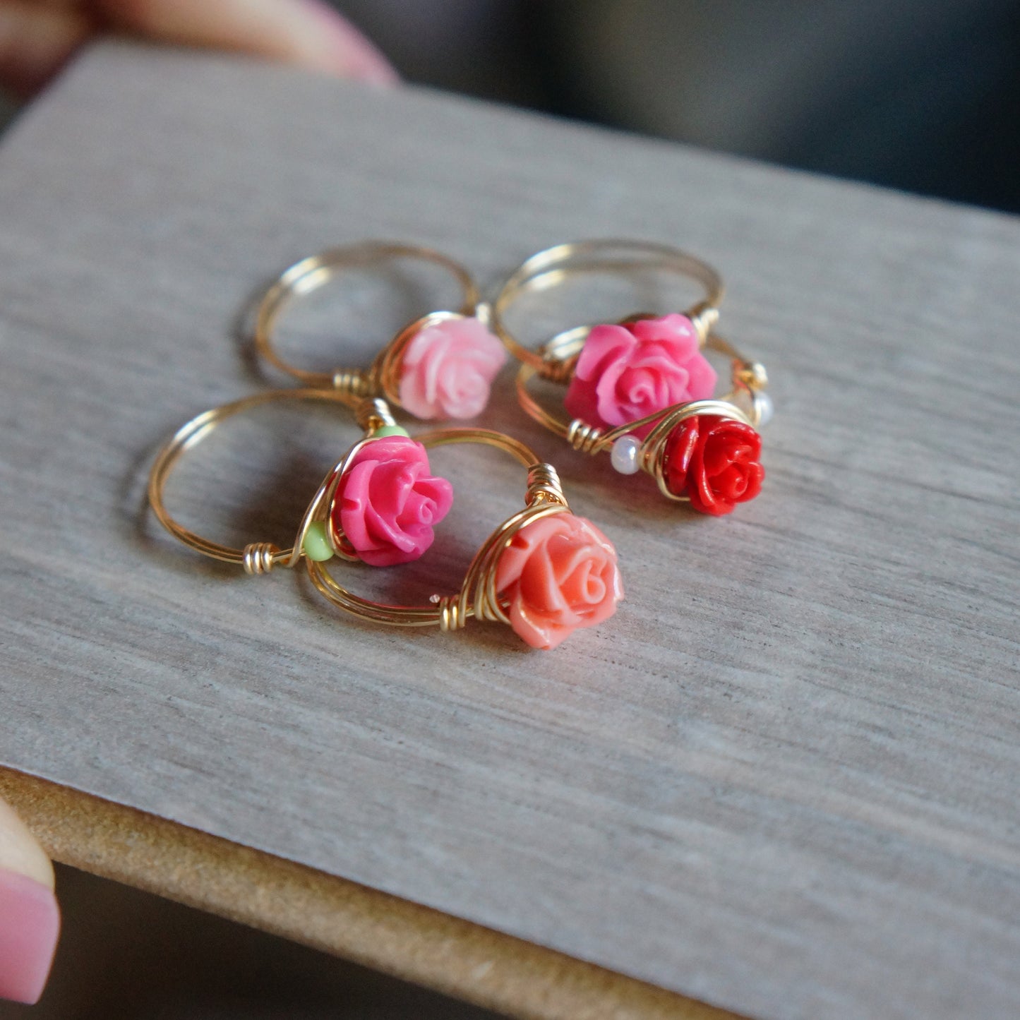 Little Rose Ring Wire Wrapped Flower Rings Dainty Rings Gift for Bridesmaids Fairy Tale Ring Romantic Vintage Style Rose Ring