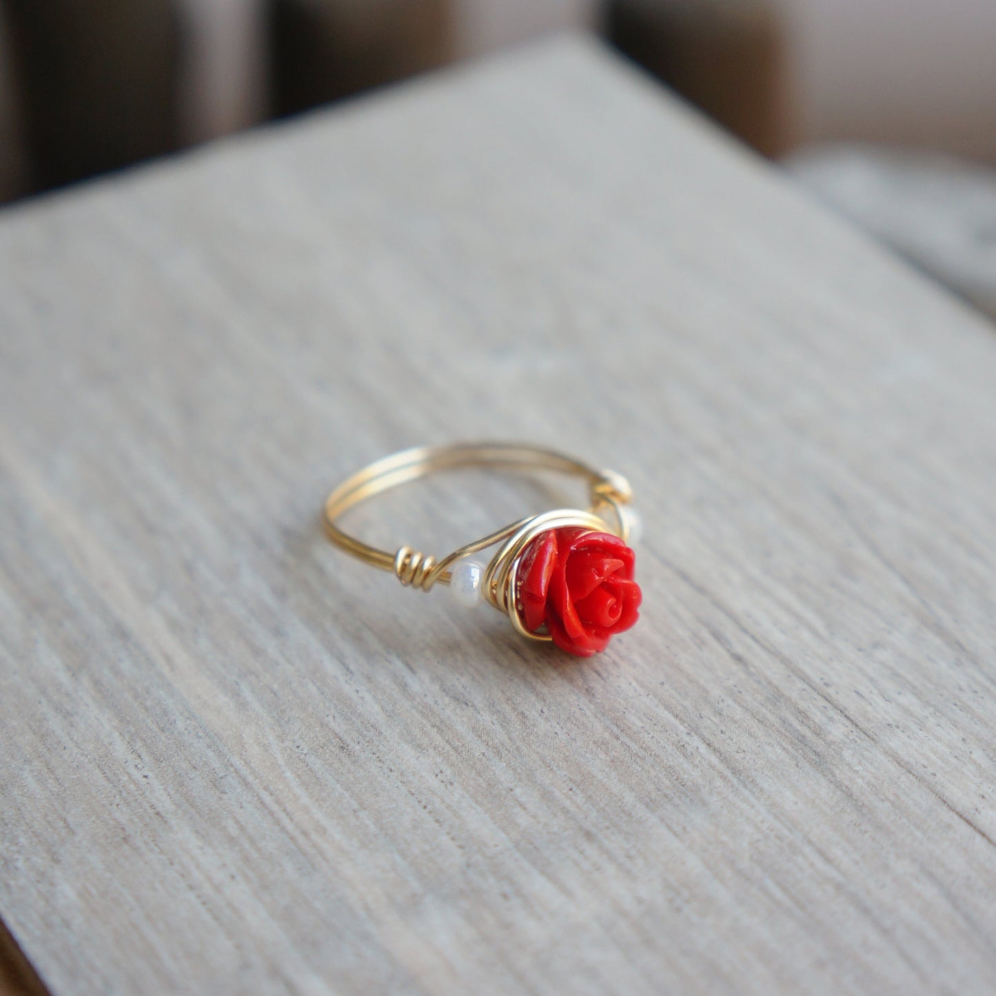 Little Rose Ring Wire Wrapped Flower Rings Dainty Rings Gift for Bridesmaids Fairy Tale Ring Romantic Vintage Style Rose Ring