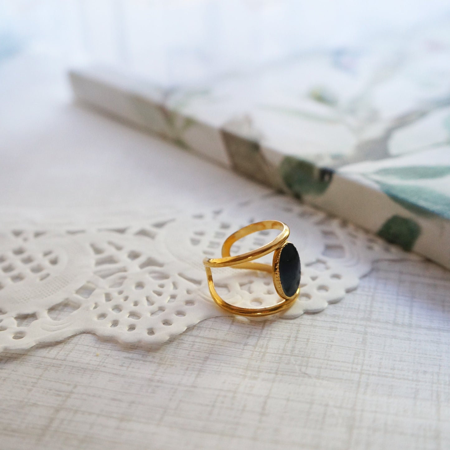 Black Oval Signet Style Ring