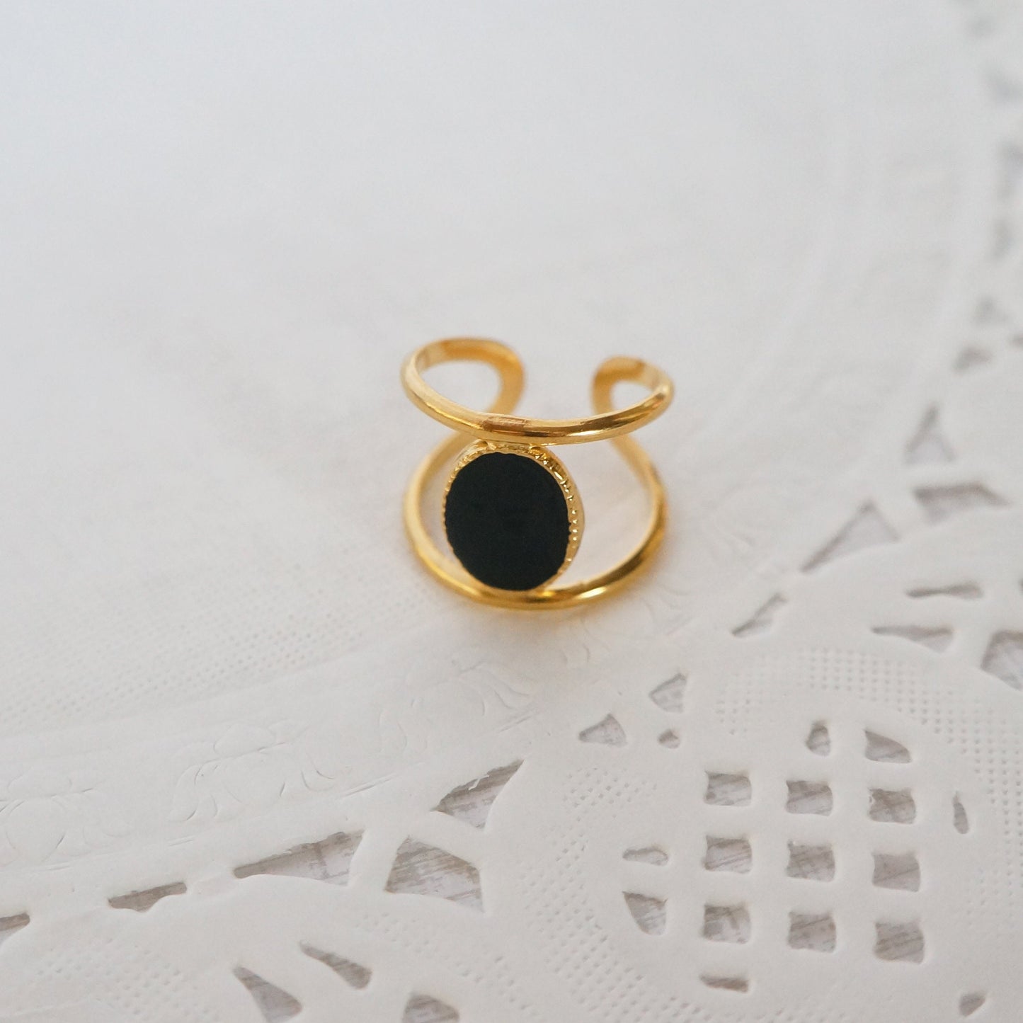 Black Oval Signet Style Ring