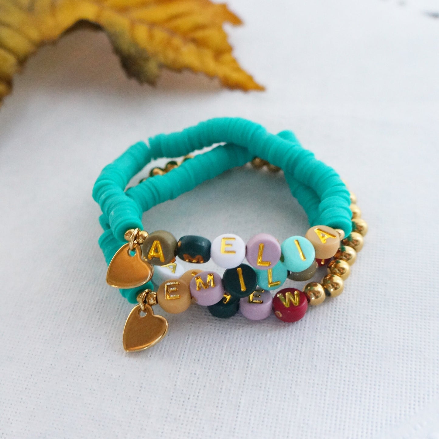 Mom Bracelet Heart Women Bracelet Children Names Adjustable Colorful Beaded Bracelet Fall Colors Bracelet Custom Gift for Friend